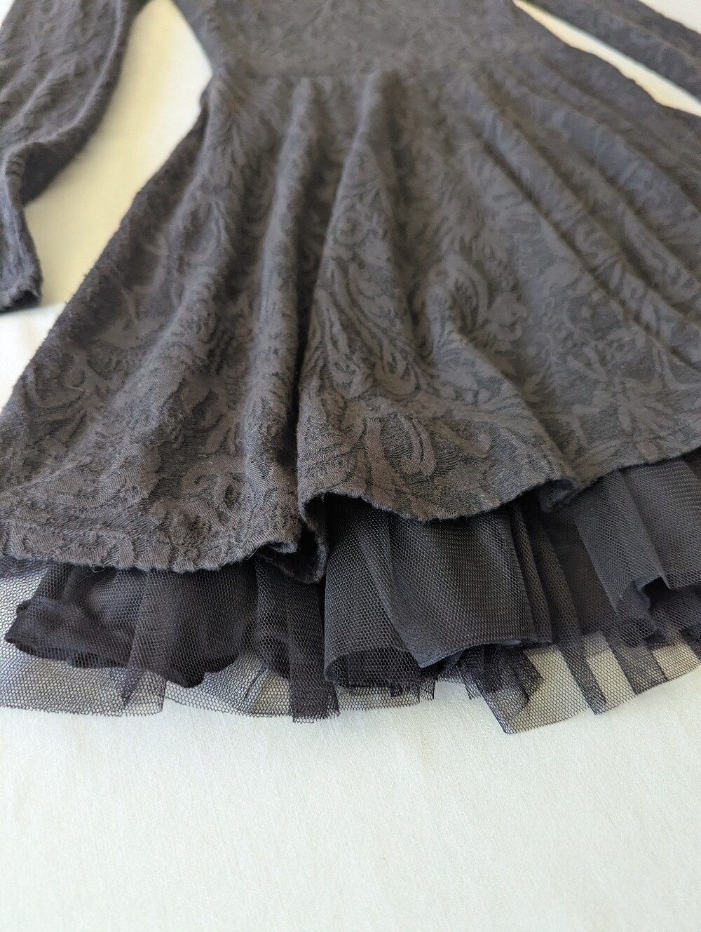 Free People Y2K Long Sleeve Lace Dress With Tulle Skirt Detail - Picture 13 of 13
